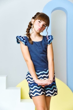 Conjunto ondinhas Marinho - Milelê | Moda Infantil