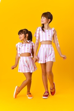 Conjunto listras rosa