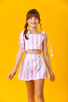 Conjunto listras rosa - loja online