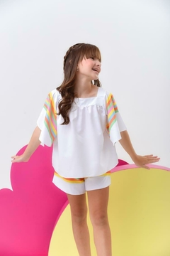 Conjunto Branco com Listras - Milelê | Moda Infantil