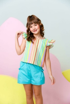 Conjunto Listras e manga babado - comprar online