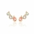 Brinco Ear Cuff Gotas Bordadas Cristal Turmalina Rosa Banho de Ouro 18K