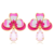 Brinco Esmaltado Flor Rosa Banhado a Ouro 18k