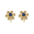 Brinco Flor ponto de luz azul cravejado banhado a ouro 18k - comprar online