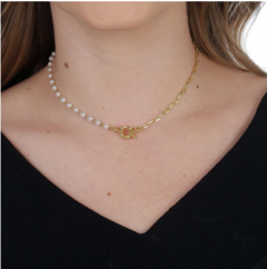 CHOKER CORRENTE PEROLA/CARTIER 35CM + FECHO BOIA EXTENSÃO 10CM - comprar online