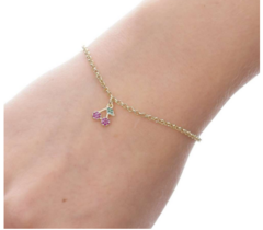 PULSEIRA INFANTIL CEREJA ZIRCONIA COLORIDA 13 CM - comprar online