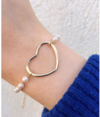PULSEIRA PEROLA COM CORACAO VAZADO 17 CM + EXTENSÃO 7 CM - comprar online