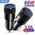 Carregador USB Veicular 12V 68W PD USB 3.1 Tipo C