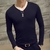 SHUJIN 2021 Men Casual T Shirts Manga Longa Estampada Tops Decote em V Slim Tees - loja online