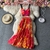 Bohemian Vacation Beach 2pcs Set Women Floral Printed Short Strapless Tops E cin - Galeriarei