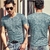 SHUJIN 2021 Men Casual T Shirts Manga Longa Estampada Tops Decote em V Slim Tees - Galeriarei