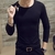 SHUJIN 2021 Men Casual T Shirts Manga Longa Estampada Tops Decote em V Slim Tees - comprar online