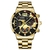 Relógios masculinos de luxo, pulseira de ouro, aço inoxidável, relógio de ca