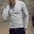SHUJIN 2021 Men Casual T Shirts Manga Longa Estampada Tops Decote em V Slim Tees na internet