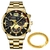 Relógios masculinos de luxo, pulseira de ouro, aço inoxidável, relógio de ca - Galeriarei