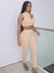 Conjunto de duas peças Kliou sólido com nervuras feminino sexy com decote fals - comprar online