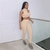 Conjunto de duas peças Kliou sólido com nervuras feminino sexy com decote fals - Galeriarei