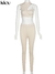 Conjunto de duas peças Kliou sólido com nervuras feminino sexy com decote fals - comprar online