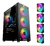 gabinete pc gamer 4 fans rgb led vidro temp. frontal e lat