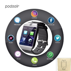 Relógio inteligente com tela de toque digital DZ09 Q18 Pulseira Câmera Bluetoo