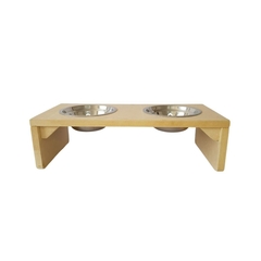 Suporte duplo alto ergonômico para comida de gato para cachorro Mdf com tigela