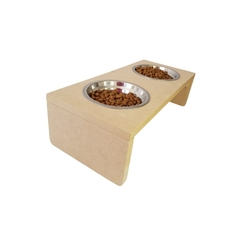 Suporte duplo alto ergonômico para comida de gato para cachorro Mdf com tigela