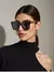 Óculos de sol polarizados de grandes dimensões feminino na moda vintage olho d