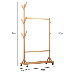 Perchero Organizador De Madera Con Ruedas 60cm - comprar online