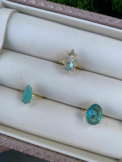 Anel Cris Pedra Verde Leitoso Banhado a Ouro 18k - comprar online