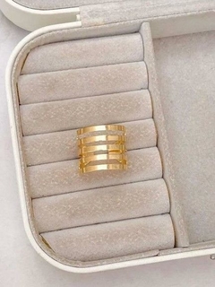 Anel Banhado a Ouro 18k Ludi Quatro Voltas Regulavel
