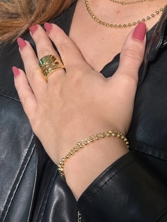 Pulseira Jade Dupla Bolinhas Banhado a Ouro 18K