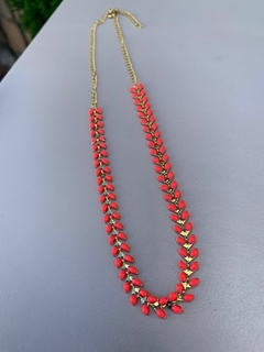 Colar Choker Laranja Neon Banhada a Ouro 18k