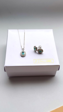 Conjunto Lorena em Prata com detalhe em pedra