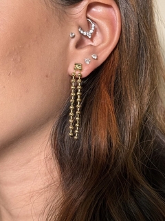 Brinco Jade Bolinhas Penduradas Banhado a Ouro 18k - comprar online
