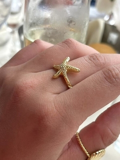 Anel Estrela do Mar Banhado a Ouro 18K