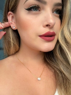 Piercing Fake Ana Coraçao Zirconia Folheado a Ouro 18K