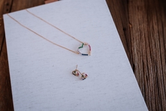 Conjunto Coração Colorido Banhado a Ouro 18k - Palladinijoias