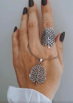 Anel Arvore da Vida Boho Prata
