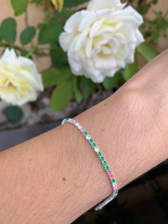 Pulseira Alissa Riviera Fina Colorida Prata 925