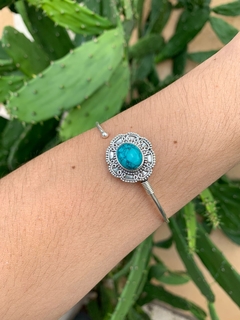 Bracelete Valeria Pedra Verde Prata 925