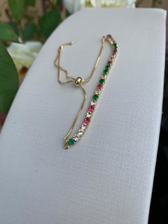 Pulseira Megan Riviera Colorida Banhada a Ouro 18k na internet