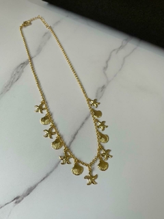 Colar Choker Concha e Estrela do Mar Banhado a Ouro 18K