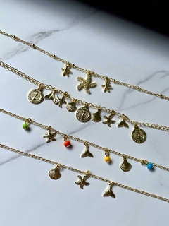 Pulseira Medalha e Fundo do Mar Banhada a Ouro 18k - comprar online