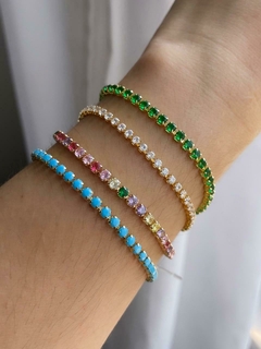 Pulseira Megan Riviera Colorida Banhada a Ouro 18k