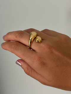 Anel Duas Gotas Regulavel Banhado a Ouro 18K - comprar online