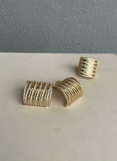 Brinco Retangular com Zirconias Banhado a Ouro - comprar online