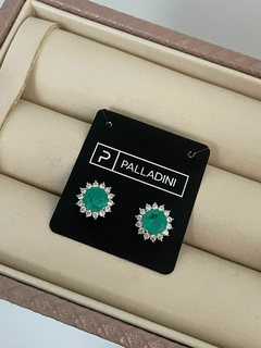 Brinco Prata Verde Fusion Cravejado Zirconias - comprar online