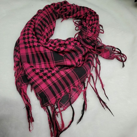 Shemag Palestino rosa e preto de algodão