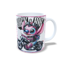 CANECA XÍCARA COLEÇÃO STITCH ROCK ROLL ROSA AZUL 3 - loja online