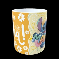 CANECA XÍCARA STITCH FAMILIA FELIZ ANIVERSÁRIO MÃE - Canelika's Canecas Personalizadas